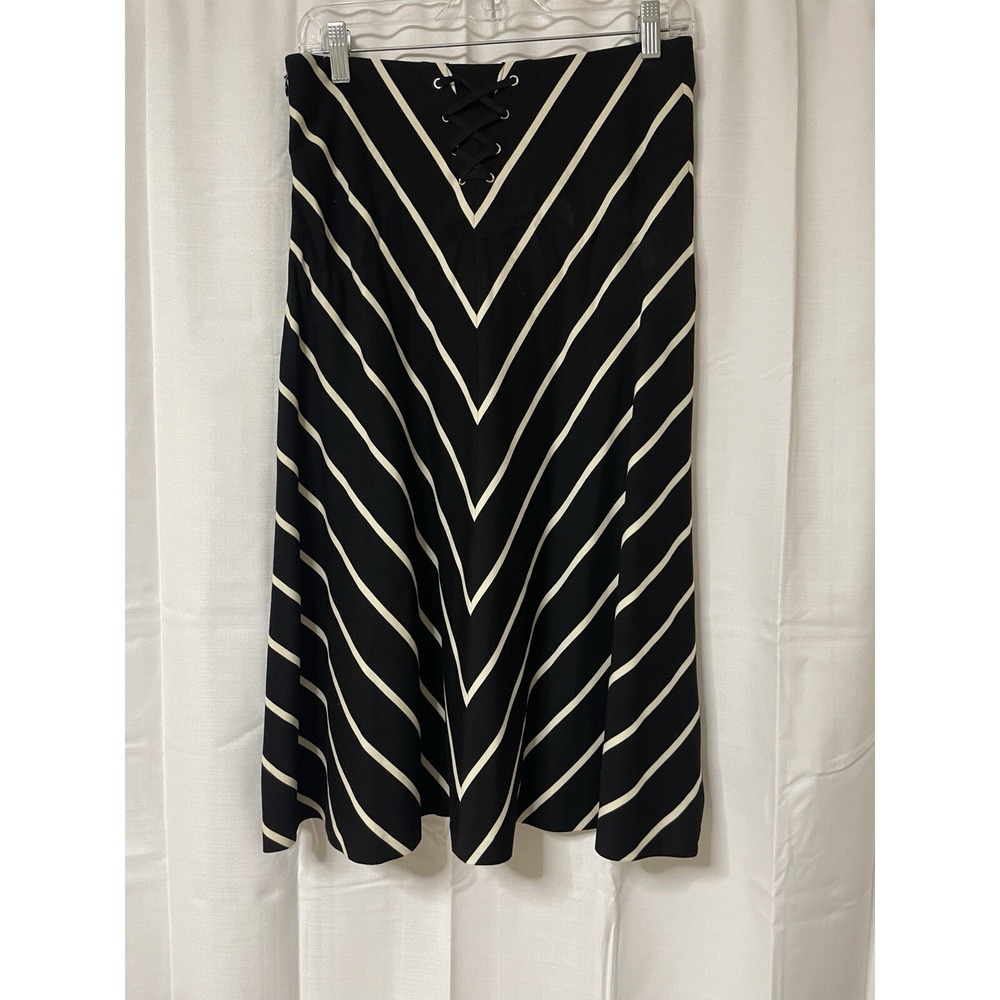 White House Black Market Midi Skirt Stripes 6 Drawstring